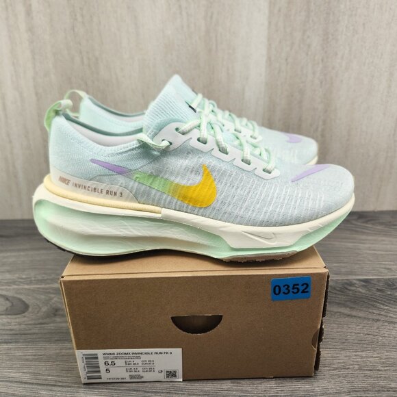 Nike ZoomX Invincible Run FK 3 Size 6.5 Womens Barely Green Violet Mist Shoes